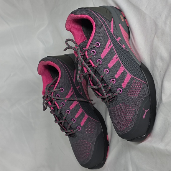 Puma Womens 9 Celerity Knit Low Steel Toe Slip Resistant Pink Work Sneakers Vguc - Picture 1 of 16